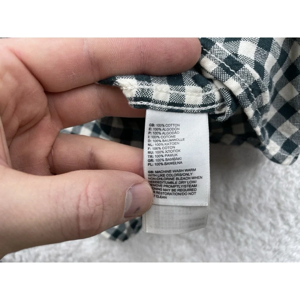 The North Face Shirt Mens Large Green Plaid Flannel Lined Button Up Long Sleeves